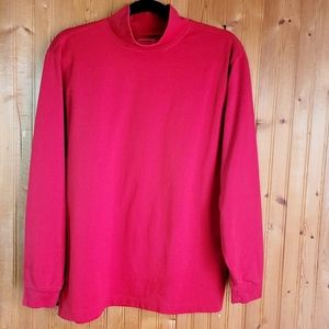 L.L.Bean Red Mock Turtleneck Long Sleeve Pullover Top Size Medium Reg